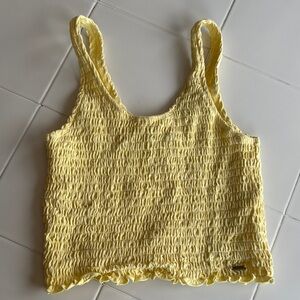 Hollister Yellow Ribbed Cropped Tank Top